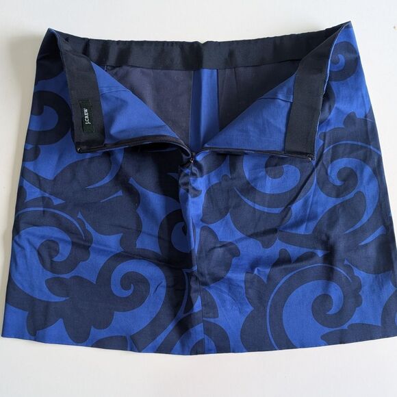 J.Crew Balustrade Royal Navy Blue Swirl Print Mini Skirt Womens Size 2 - Picture 5 of 7